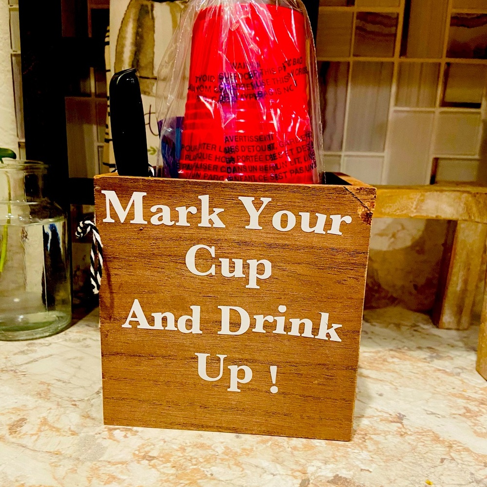 Wood red solo cup holder